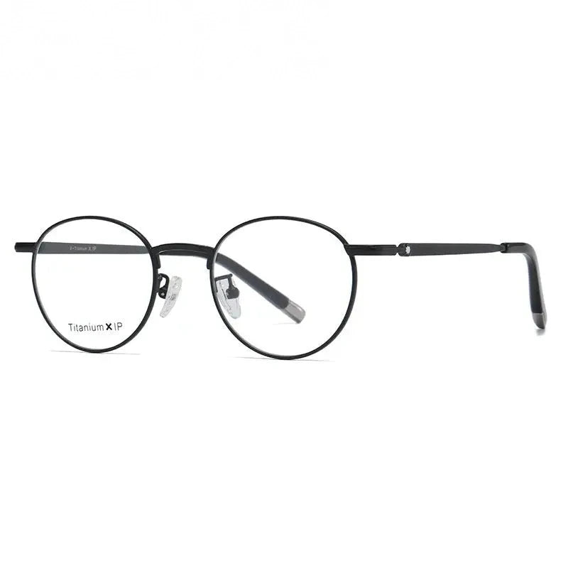 Summer Flower Women's Full Rim Oval Round Titanium Eyeglasses 842905 - Black