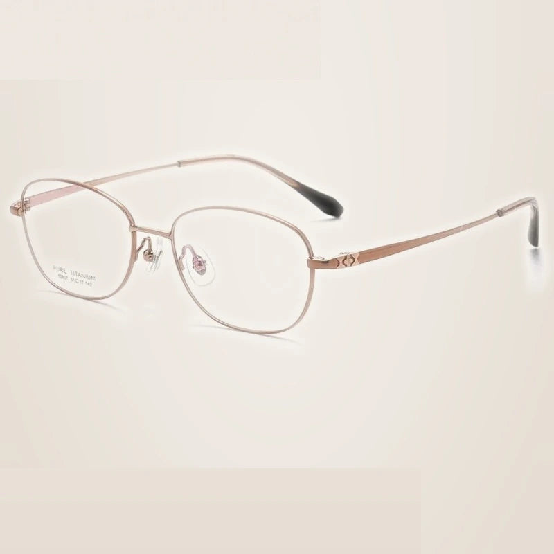 Summer Flower Women's Full Rim Oval Square Titanium Eyeglasses 852807 - Coffee-Rose Gold