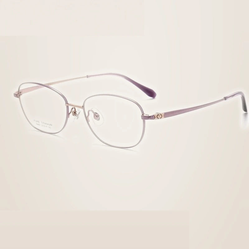Summer Flower Women's Full Rim Oval Square Titanium Eyeglasses 852807 - Purple-Rose Gold