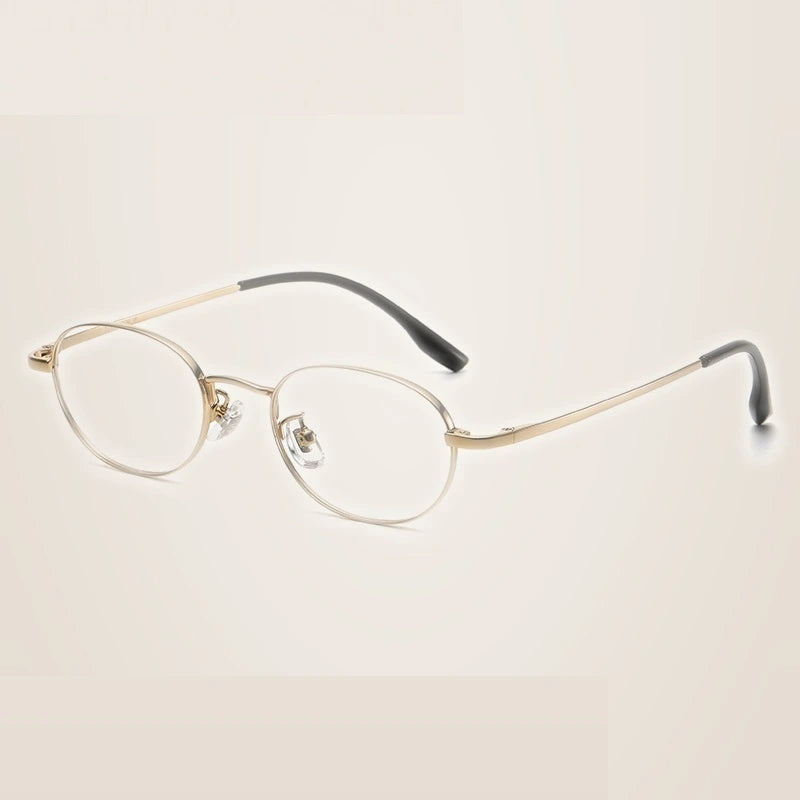 Summer Flower Women's Full Rim Oval Titanium Eyeglasses 98223 - Light Gold