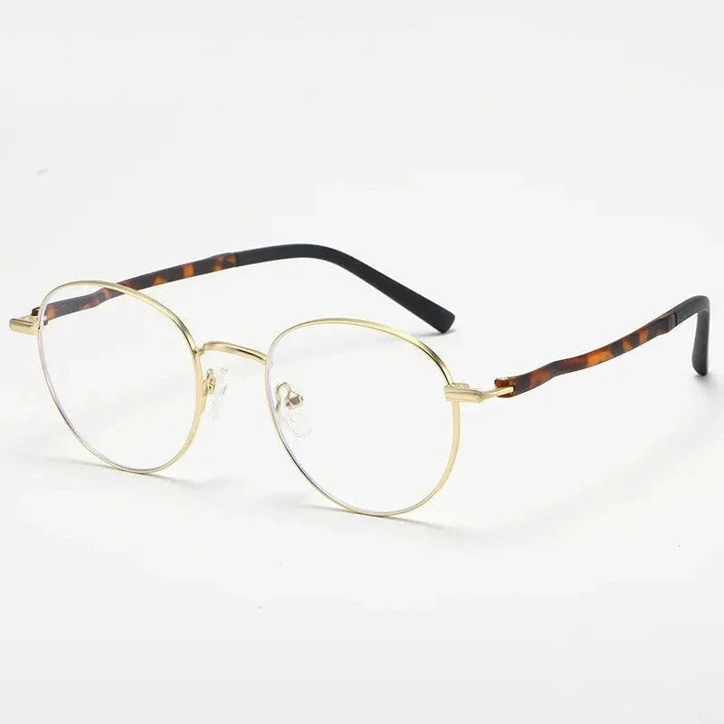 Summer Flower Women's Full Rim Round Alloy Tr 90 Eyeglasses 10087 - Gold