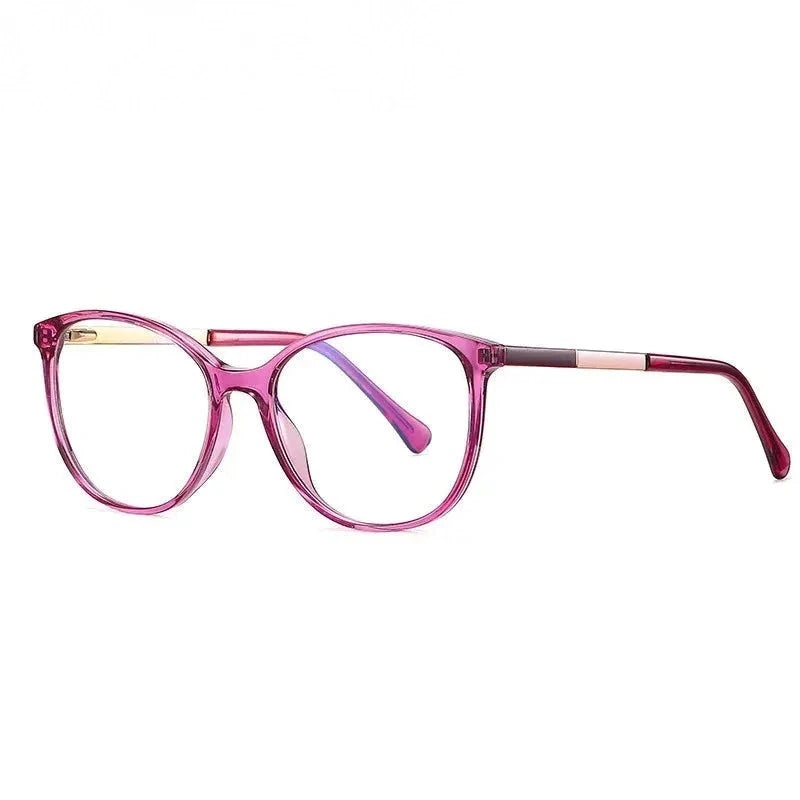 Summer Flower Women's Full Rim Round Tr 90 Titanium Eyeglasses 205644 - Purple