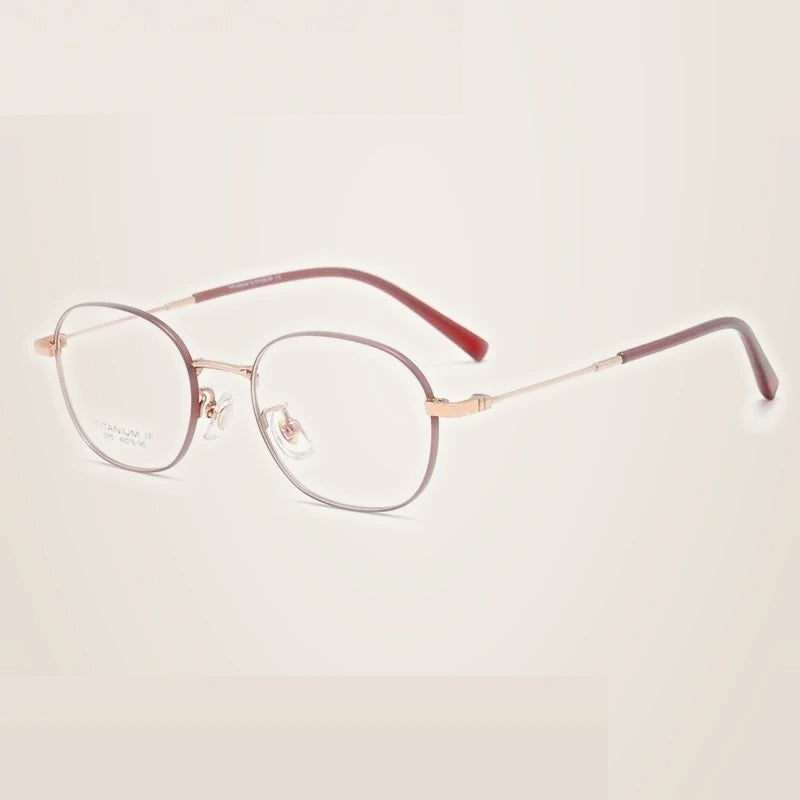 Summer Flower Women's Full Rim Small Oval Titanium Eyeglasses 85515 - Red Rose Gold