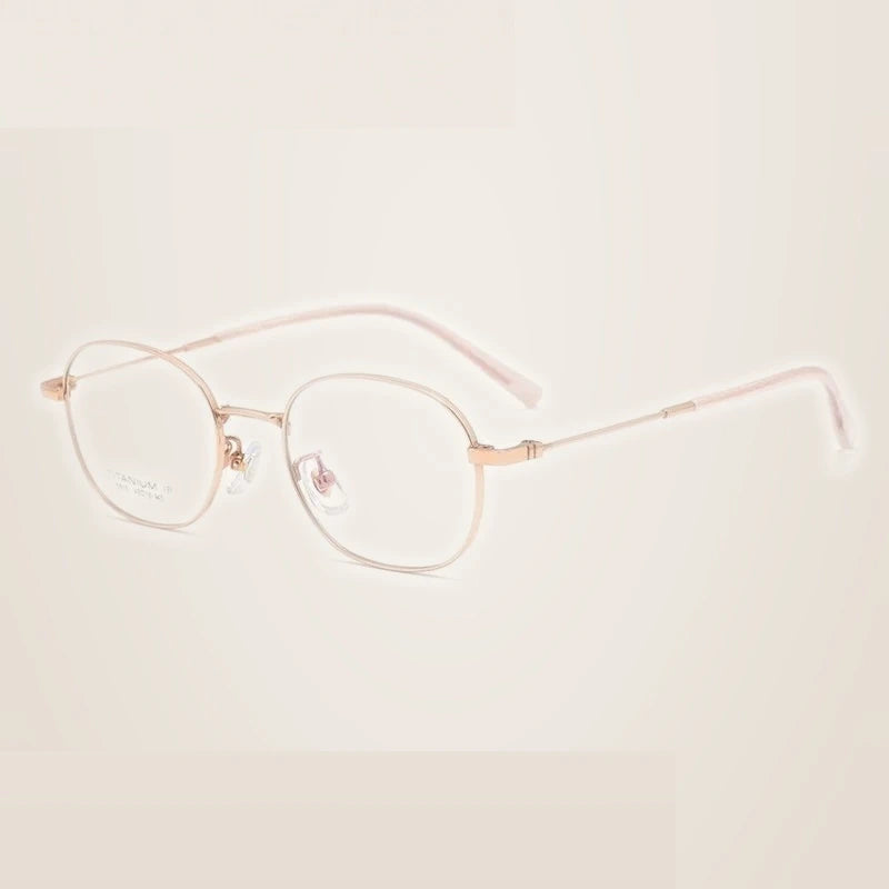 Summer Flower Women's Full Rim Small Oval Titanium Eyeglasses 85515 - Rose Gold