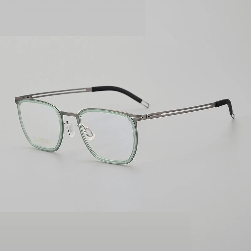 Summer Flower Women's Full Rim Square Acetate Titanium Eyeglasses 88814 - Gray