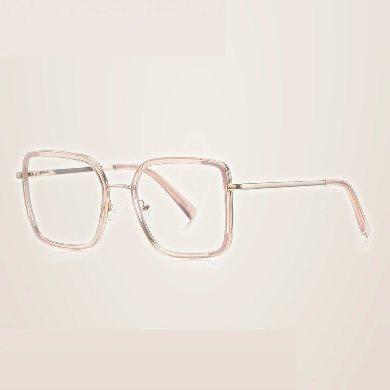 Summer Flower Women's Full Rim Square Tr 90 Titanium Eyeglasses 31354 - Pink