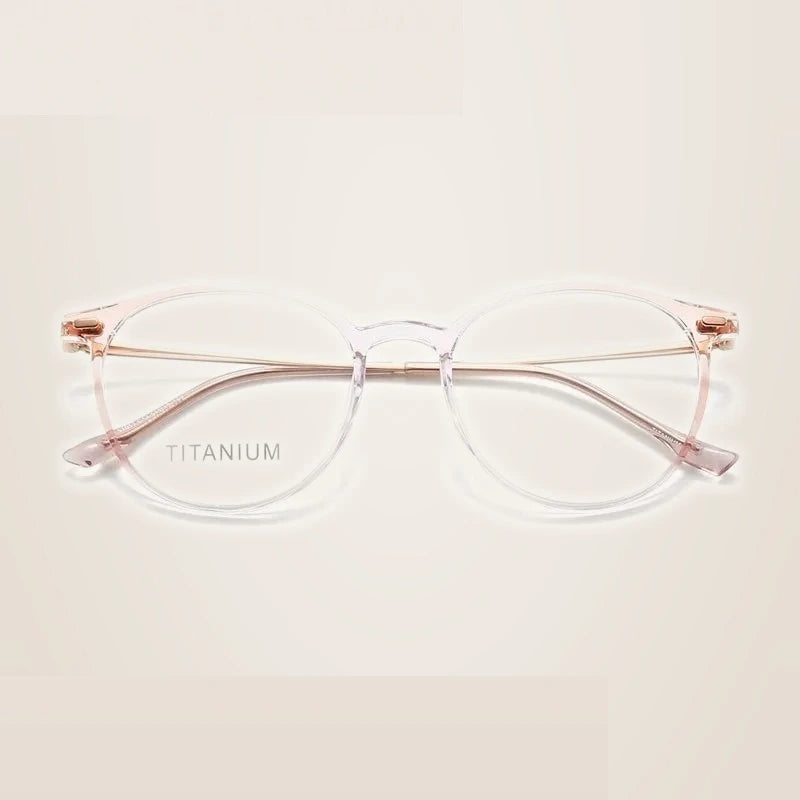 Summer Flower Women's Full Rim Square Tr 90 Titanium Eyeglasses 657017 - Purple- Pink