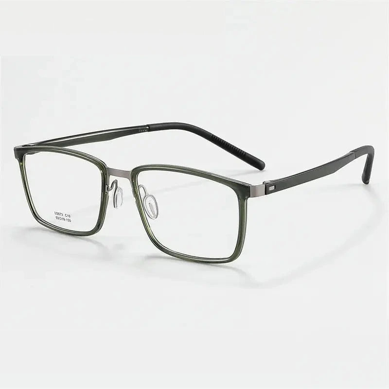 Summer Flower Women's Full Rim Square Ultem Titanium Eyeglasses 612673 - Green-Gray