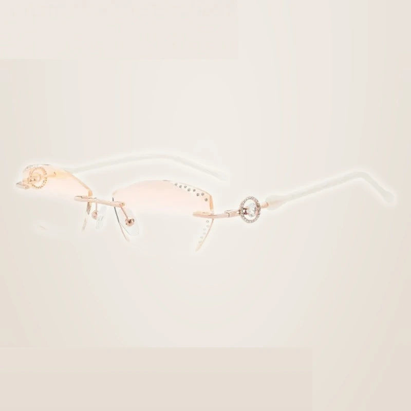 Summer Flower Women's Rimless Oval Square Titanium Eyeglasses 90375 - Rose Gold  Brown
