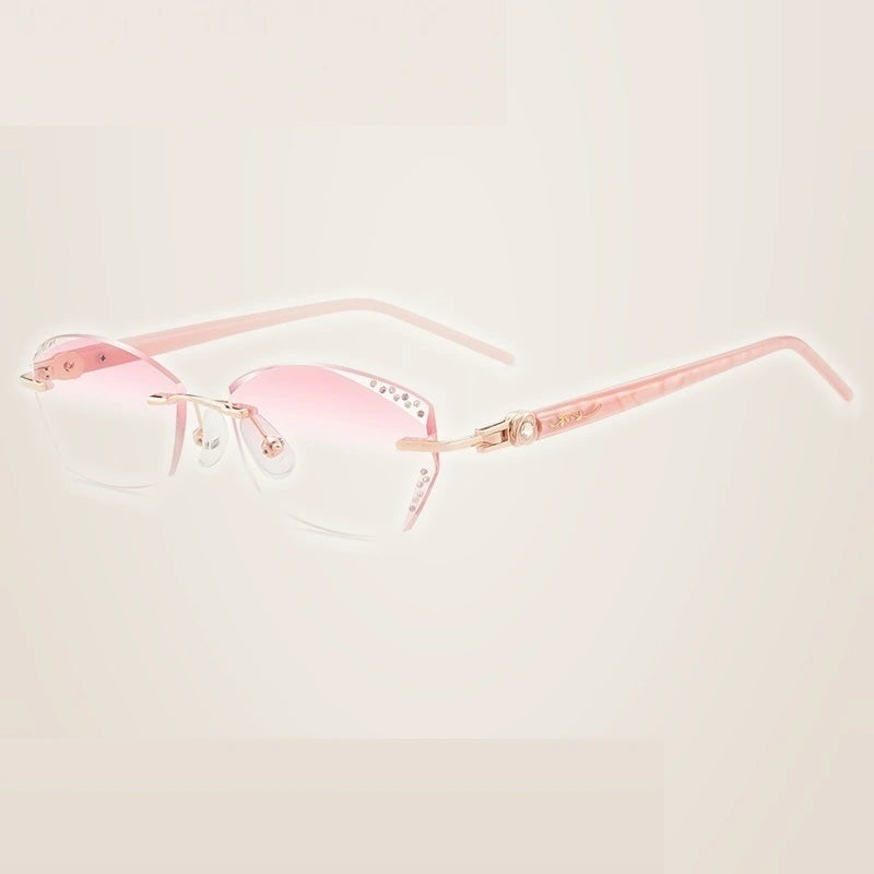 Summer Flower Women's Rimless Oval Square Titanium Eyeglasses 613558 - Rose Gold-Pink