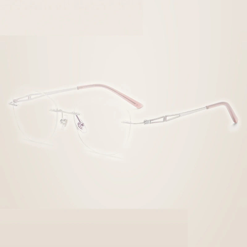 Summer Flower Women's Rimless Oval Titanium Eyeglasses 60894 - Silver
