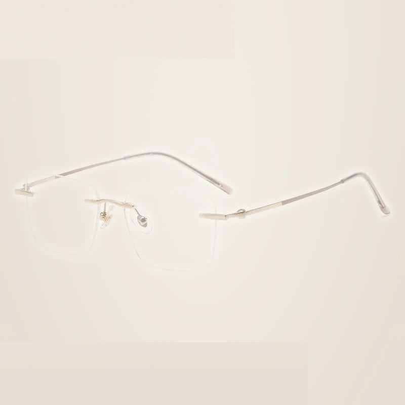 Summer Flower Women's Rimless Polygon Square Titanium Eyeglasses 60927 - Gold Coffee