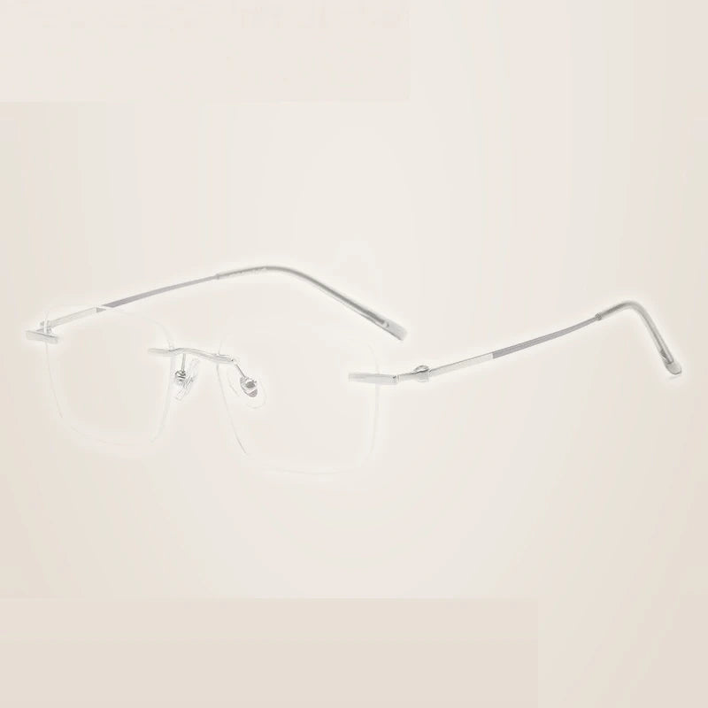 Summer Flower Women's Rimless Polygon Square Titanium Eyeglasses 60927 - Silver Blue