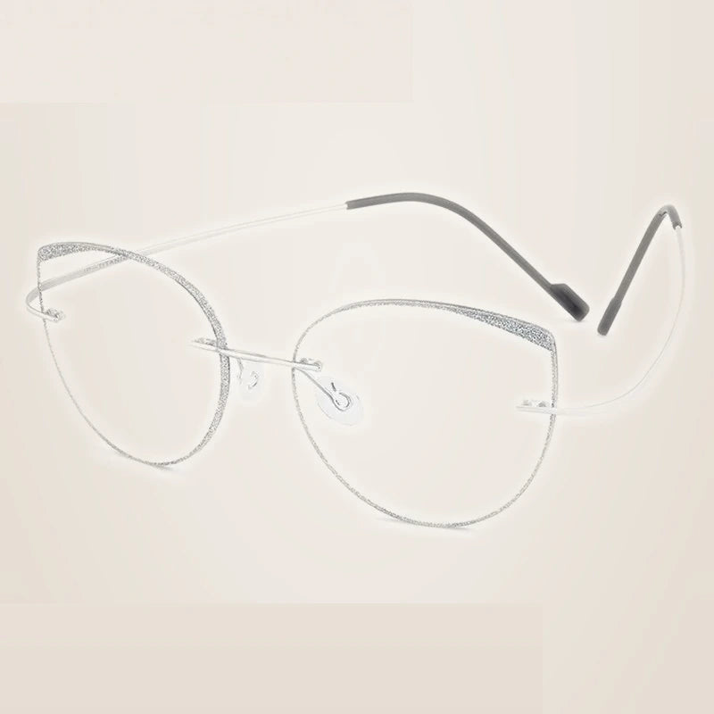 Summer Flower Women's Rimless Round Cat Eye Titanium Eyeglasses 696074 - Silver