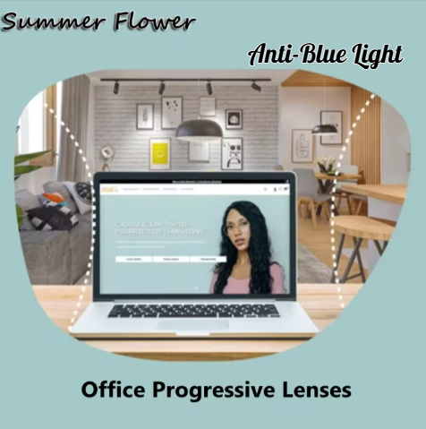 Summer Flower Clear Office Progressive Anti-Blue Light Lenses Lenses Summer Flower Lenses 1.56