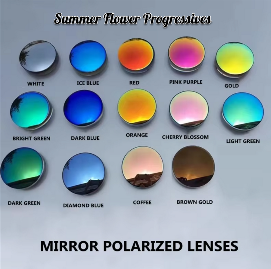 Summer Flower Progressive Polarized Sunglass Lenses Lenses Summer Flower Lenses 1.56 White Mirror