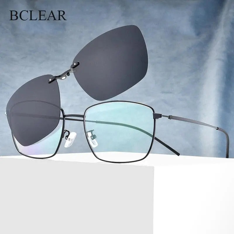 Unisex Alloy Full Rim Clip On Sunglasses Polarized Lenses Zt9335 - gray
