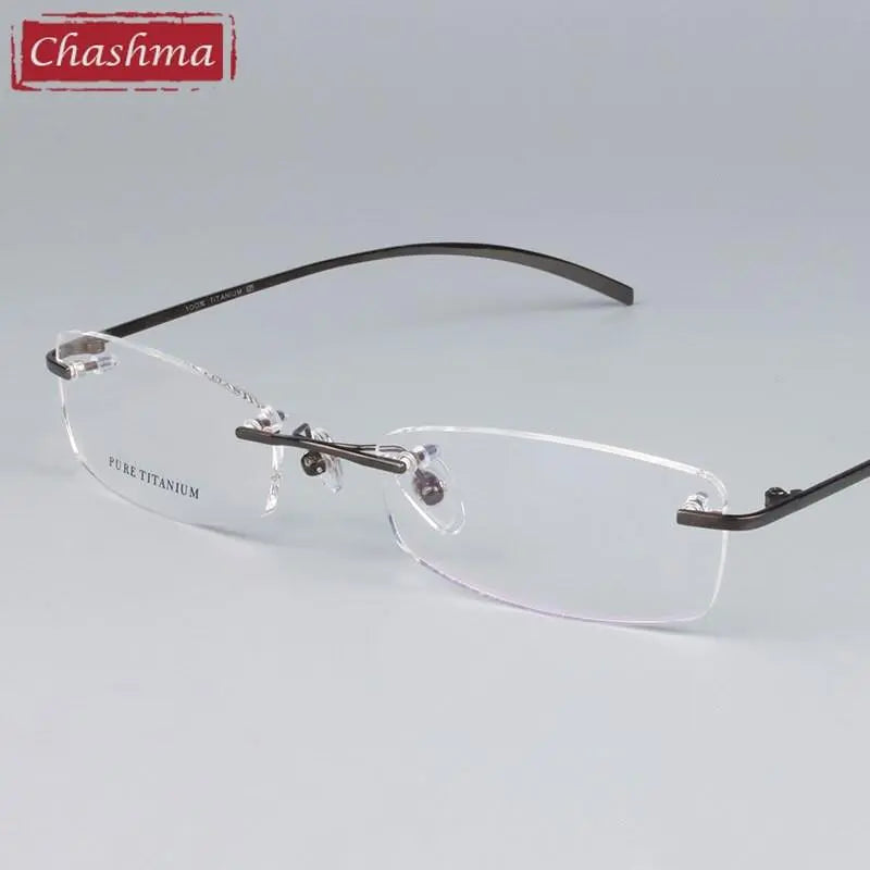 Chashma Unisex Rimless Square Titanium Eyeglasses 1028 - gray
