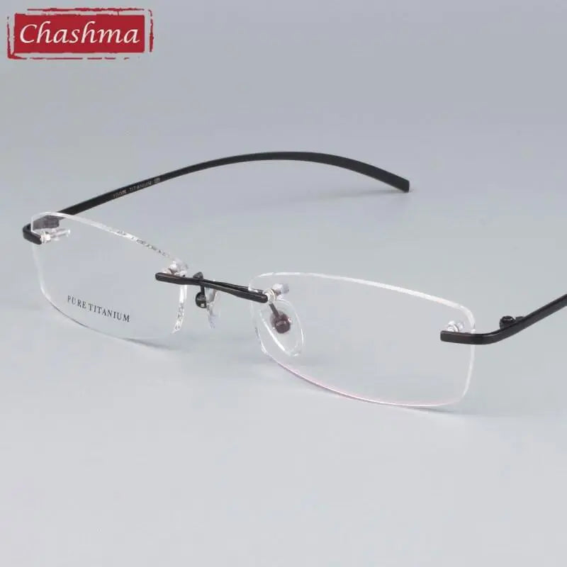 Chashma Unisex Rimless Square Titanium Eyeglasses 1028 - black