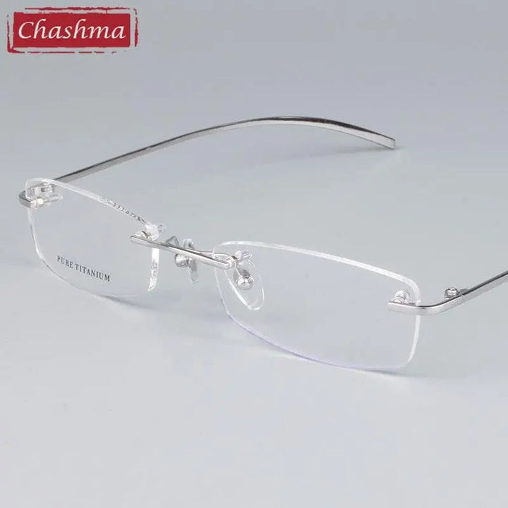 Chashma Unisex Rimless Square Titanium Eyeglasses 1028 - Silver