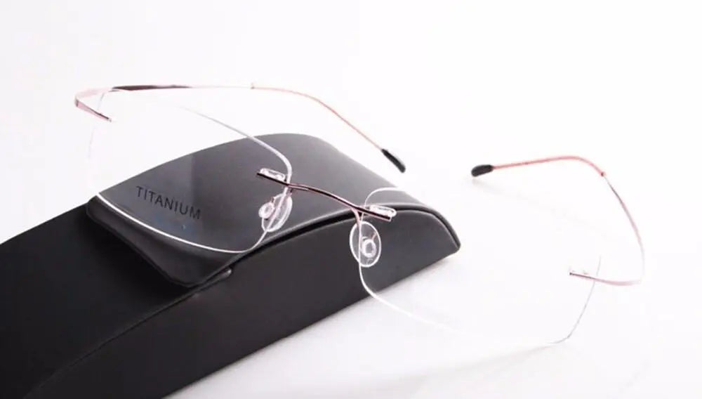 Chashma Unisex Rimless Oval Titanium Eyeglasses F637 - pink