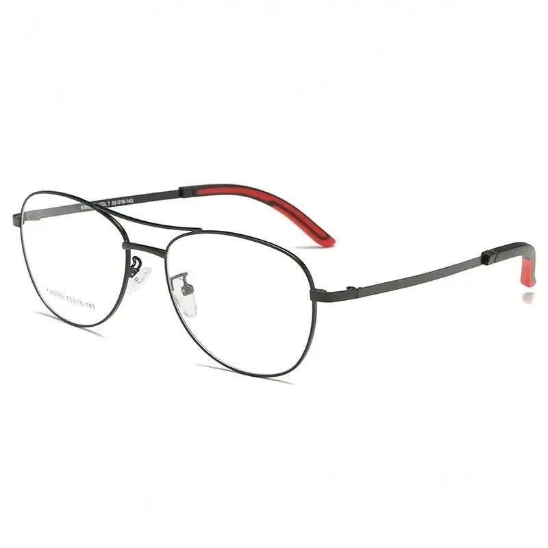 Unisex Full Rim Double Bridge Alloy Frame Eyeglasses Kw0009 - Black