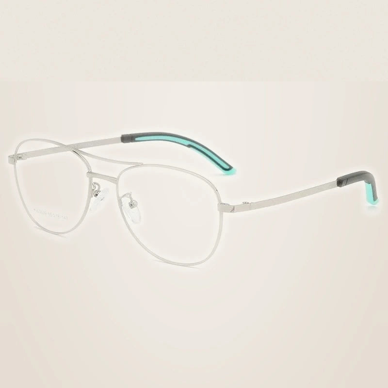 Unisex Full Rim Double Bridge Alloy Frame Eyeglasses Kw0009 - Gun gray