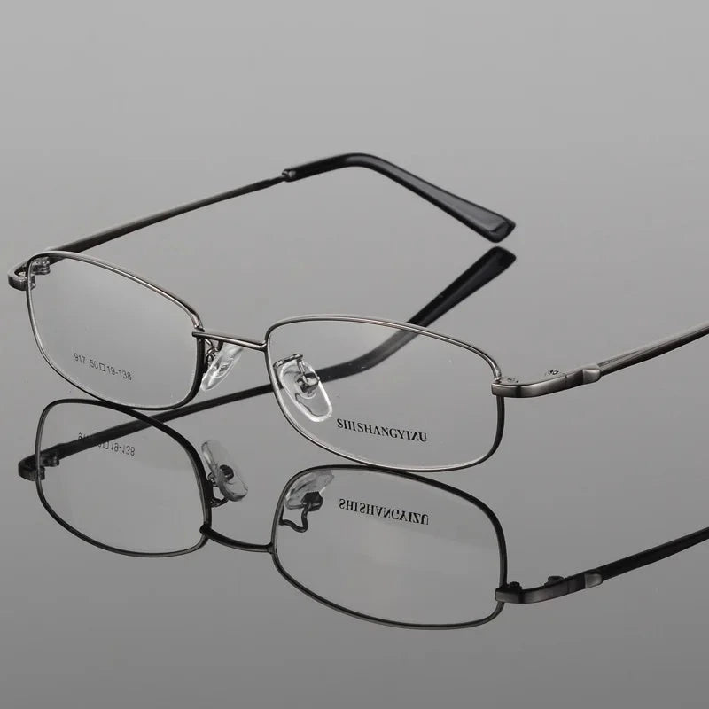 Unisex Full Rim Rectangle Alloy Eyeglasses 917 - black