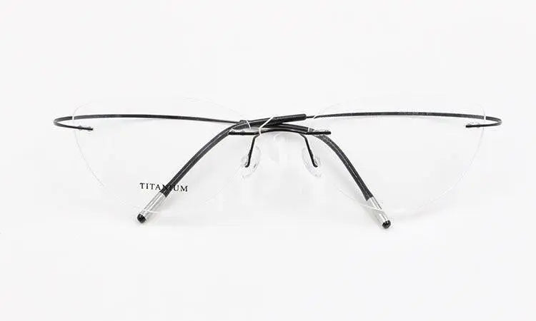 Unisex Rimless Eyeglasses Titanium Frame 8007 - black
