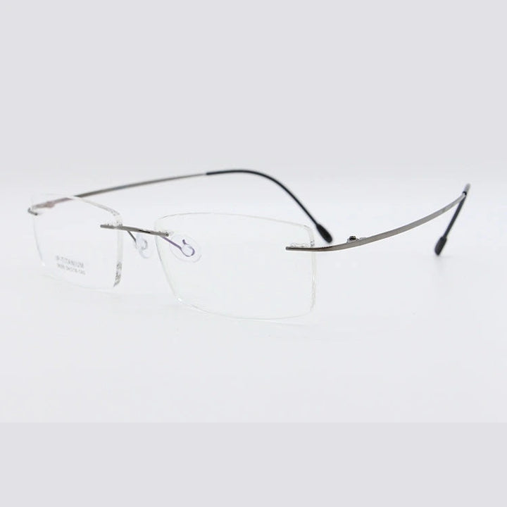 Unisex Rimless Titanium Frame Eyeglasses Customizable Lenses 9006 - black