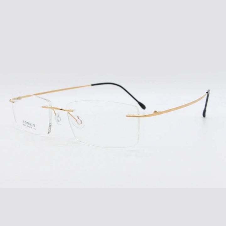 Unisex Rimless Titanium Frame Eyeglasses Customizable Lenses 9006 - gray