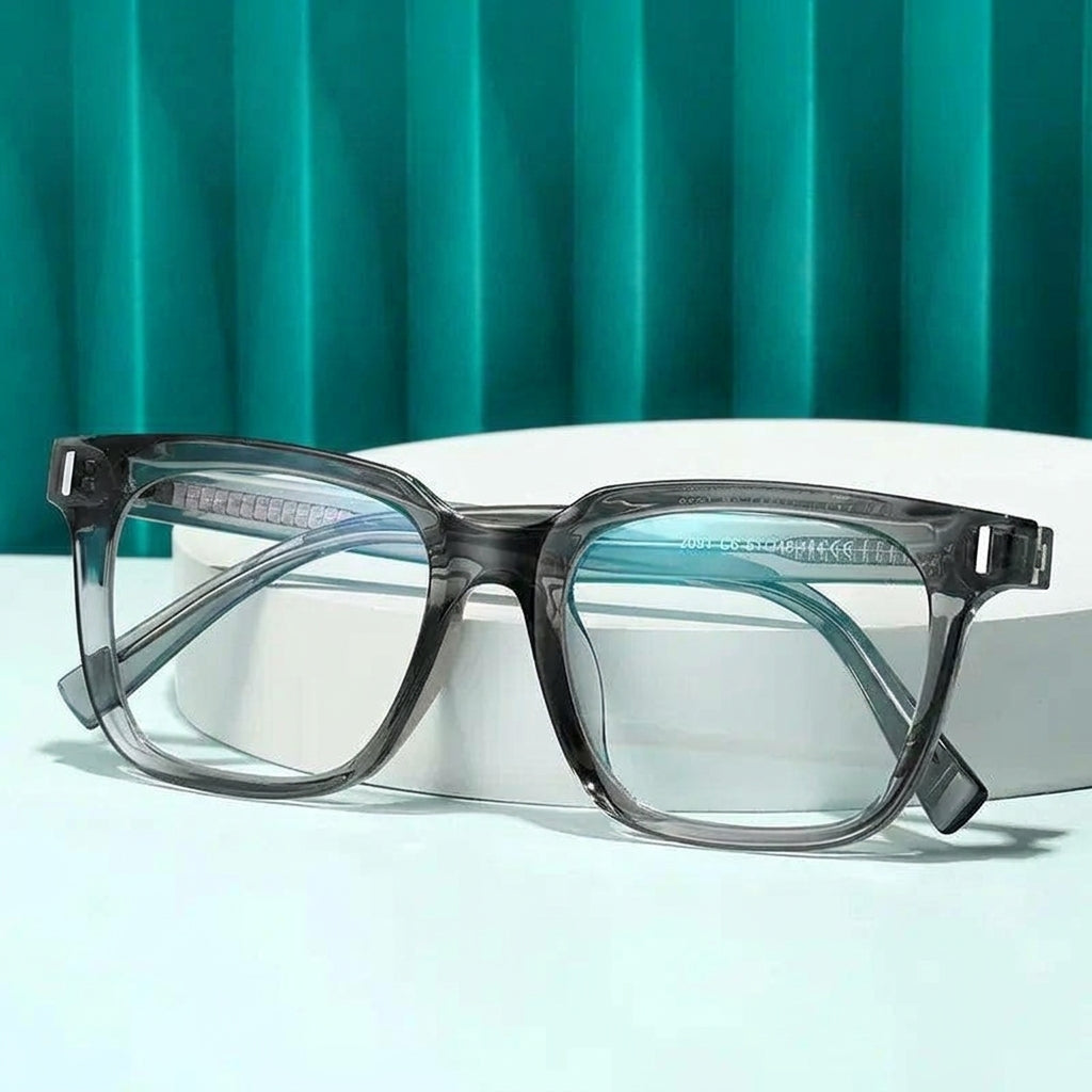 Vicky Unisex Full Rim Square Stainless Steel Acetate Reading Glasses 2091 — Luxury Studio View | Vicky at FuzWeb