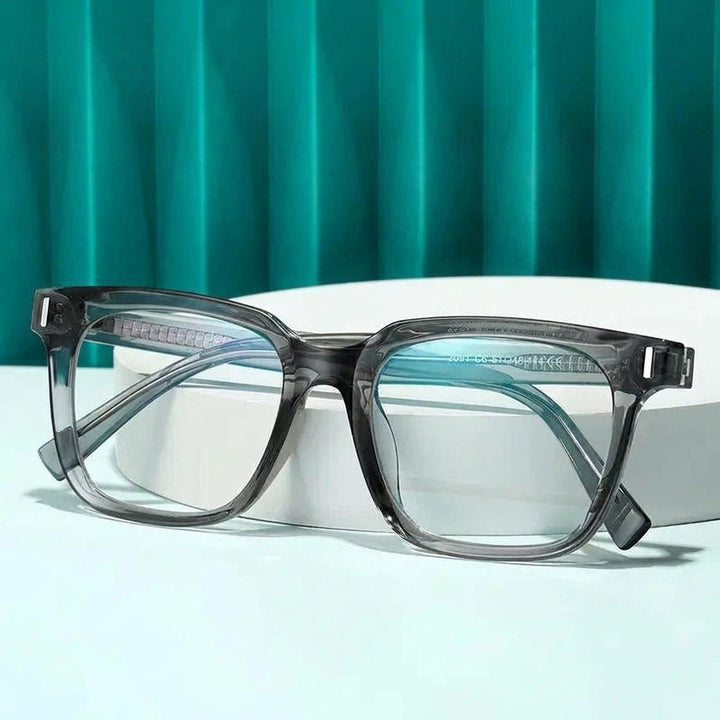 Vicky Unisex Full Rim Square Stainless Steel Acetate Reading Glasses 2091 — Luxury Studio View | Vicky at FuzWeb