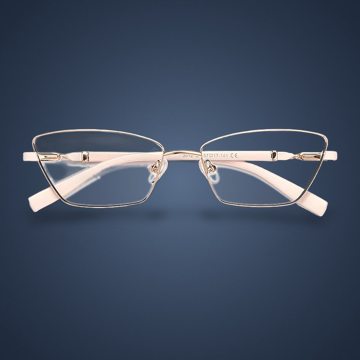 Vicky Unisex Full Rim Square Stainless Steel Reading Glasses 3012 — C1 Rose Gold / Light Pink