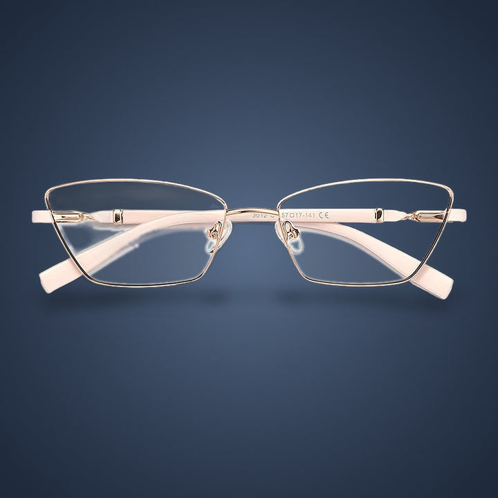 Vicky Unisex Full Rim Square Stainless Steel Reading Glasses 3012 — C1 Rose Gold / Light Pink