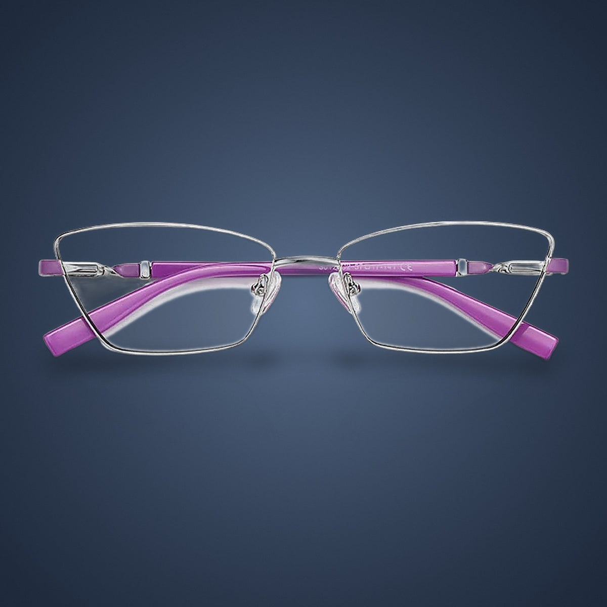 Vicky Unisex Full Rim Square Stainless Steel Reading Glasses 3012 — C2 Silvery / Purple
