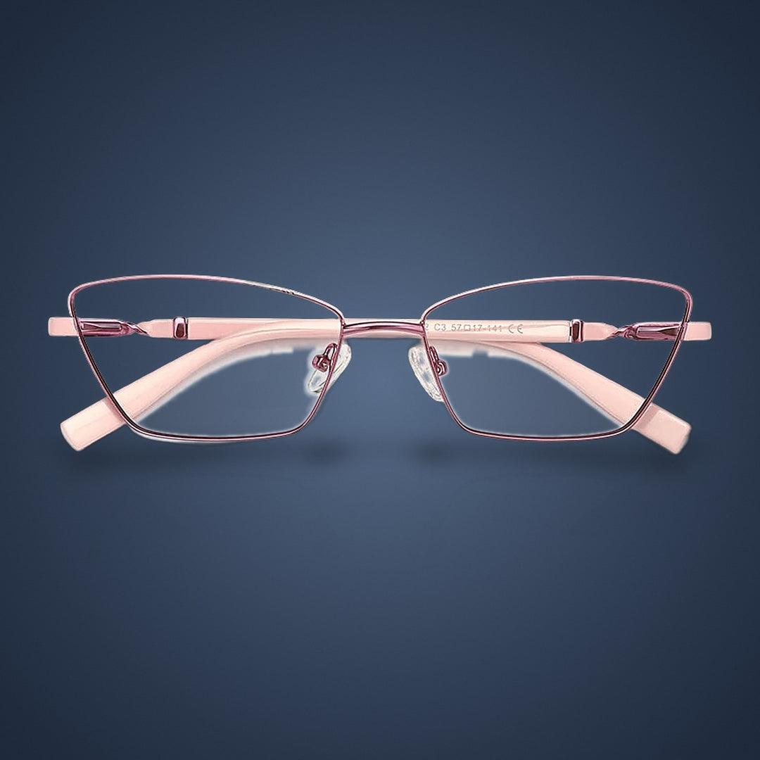 Vicky Unisex Full Rim Square Stainless Steel Reading Glasses 3012 — C3 Purple / Pink