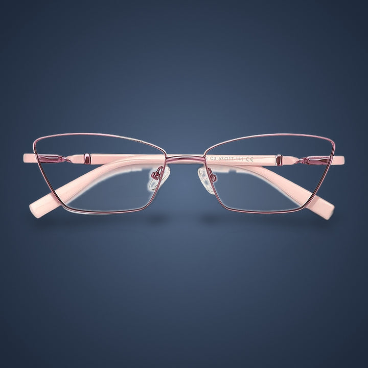 Vicky Unisex Full Rim Square Stainless Steel Reading Glasses 3012 — C3 Purple / Pink