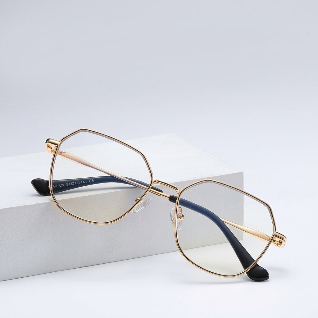 Vicky Women's Full Rim Polygon Alloy Reading Glasses 3040 — Luxury Studio View | Vicky at FuzWeb
