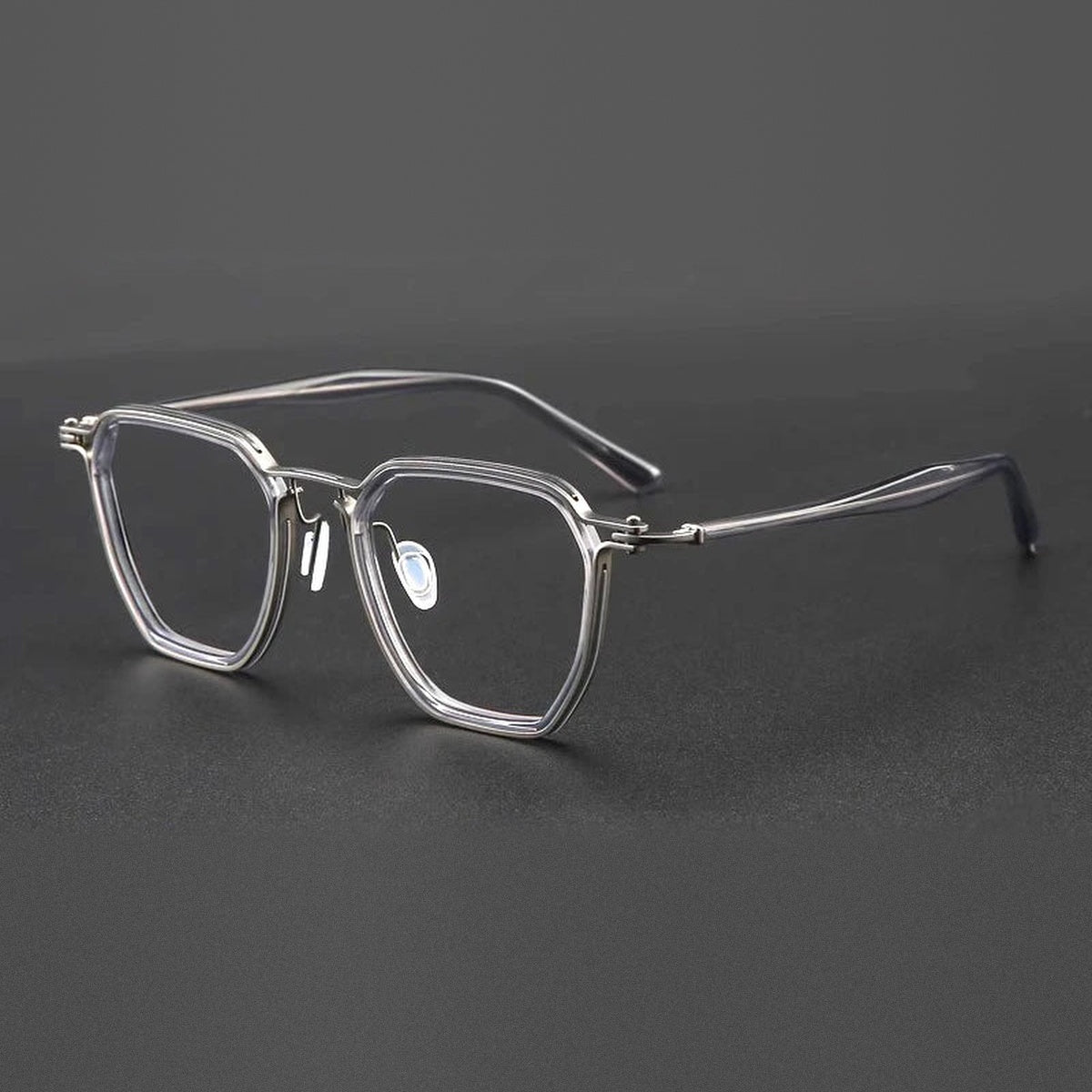 Vicky Men's Full Rim Round Titanium & TR90 Eyeglasses M5867 - M5867-GREY GUN