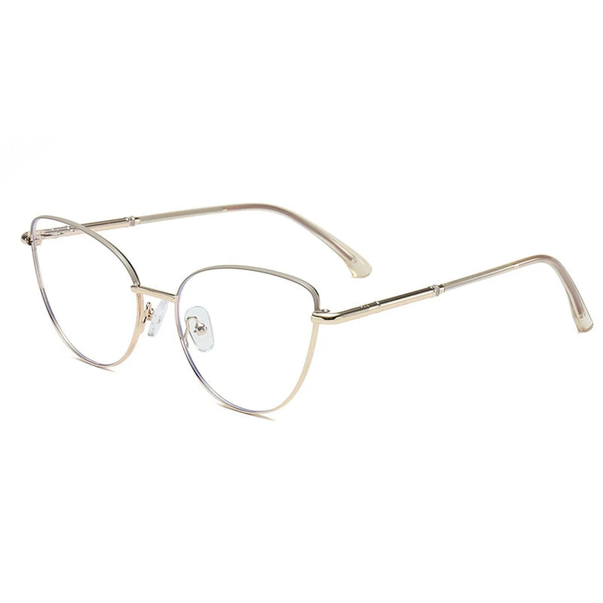 Vicky Women's Full Rim Cat Eye Stainless Steel Eyeglasses 6935 - 6935-C1 GREY GOLD