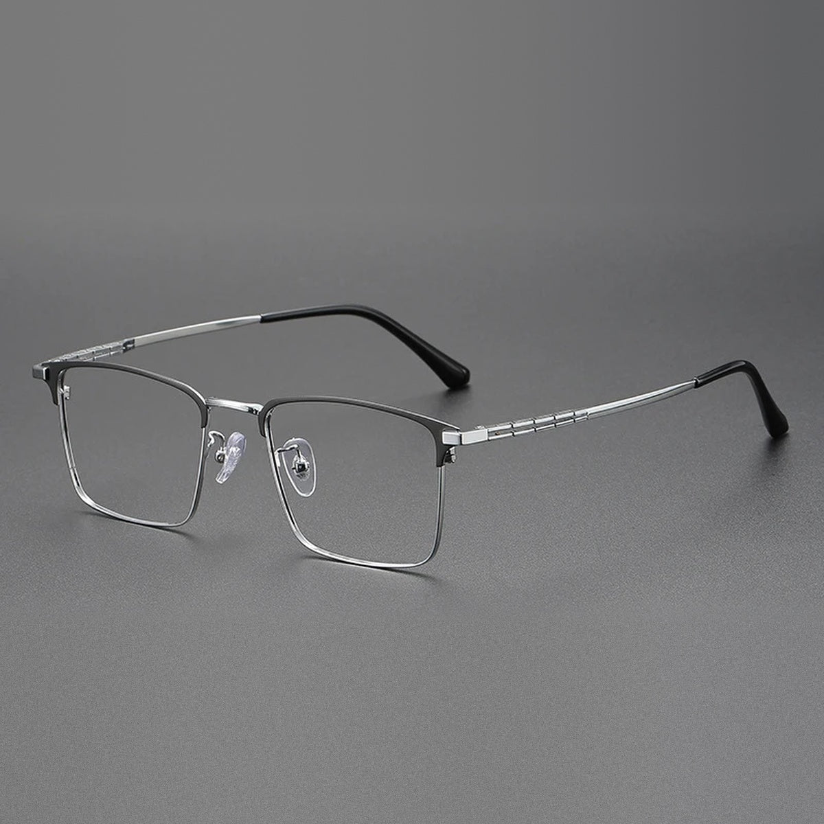 Vicky Men's Full Rim Square Titanium Reading Glasses 90271 - P9027-black silver