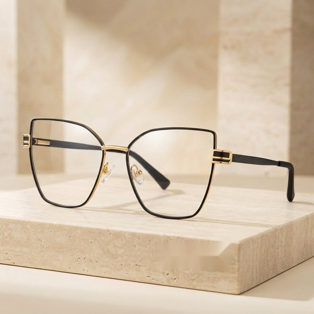 Vicky Women's Full Rim Geometric Square Optical Eyeglasses PFD3145 - Luxury Travertine Cover