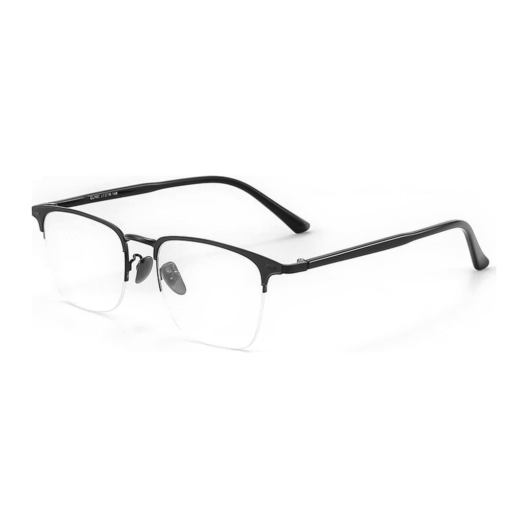 Vicky 44888 semi rim square browline alloy reading glasses - 888-BLACK