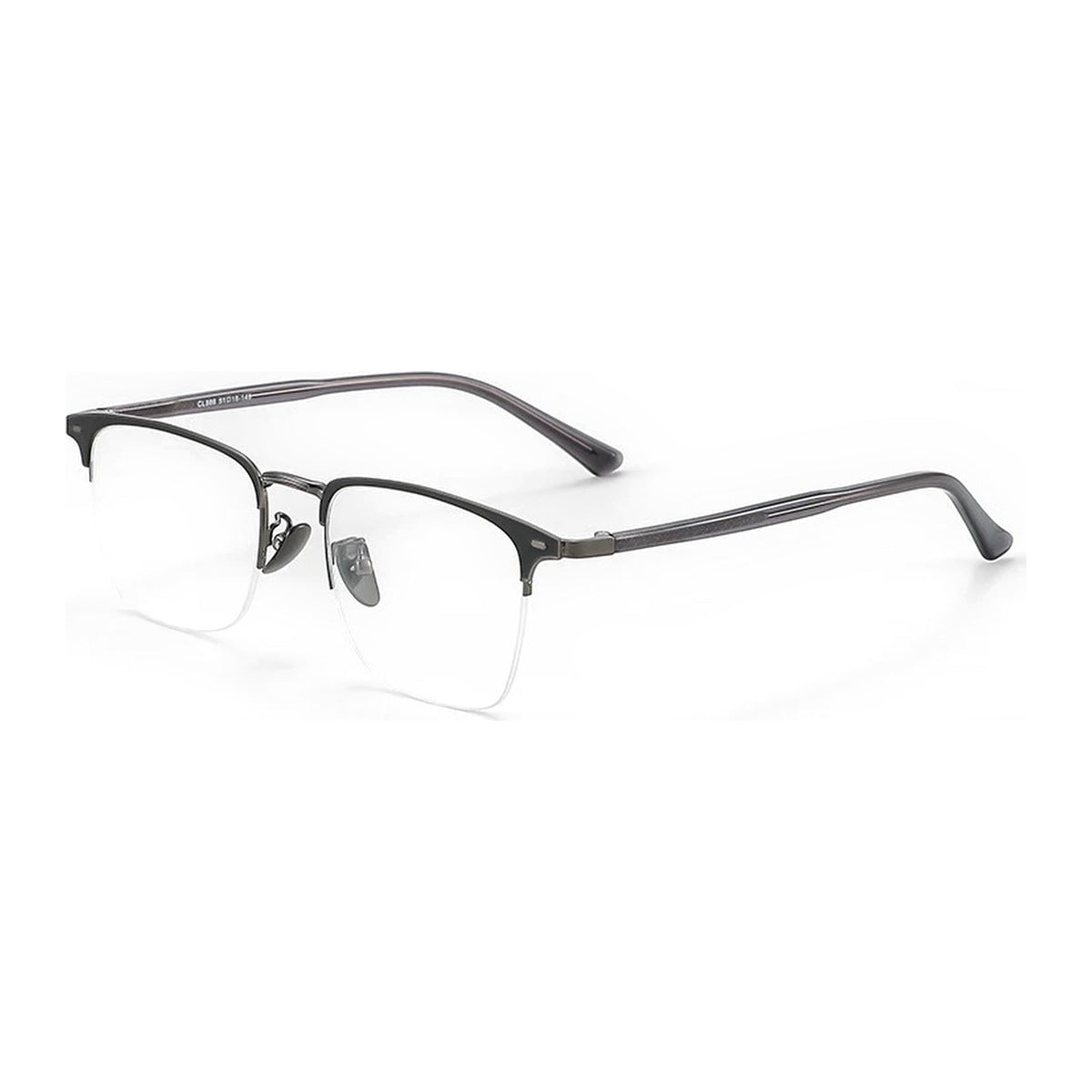 Vicky 44888 semi rim square browline alloy reading glasses - 888-BLK-GRAY
