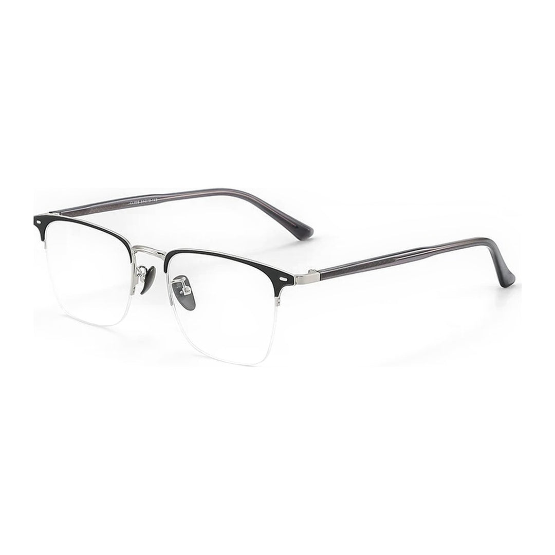 Vicky 44888 semi rim square browline alloy reading glasses - 888-BLK-SLV