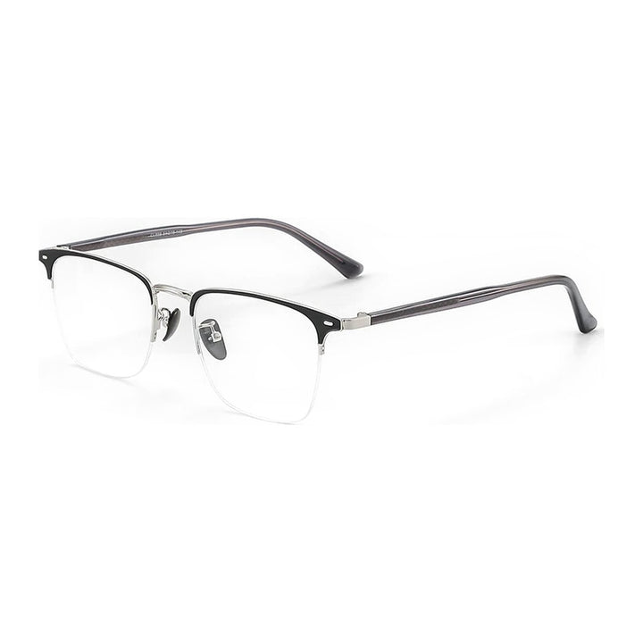 Vicky 44888 semi rim square browline alloy reading glasses - 888-BLK-SLV