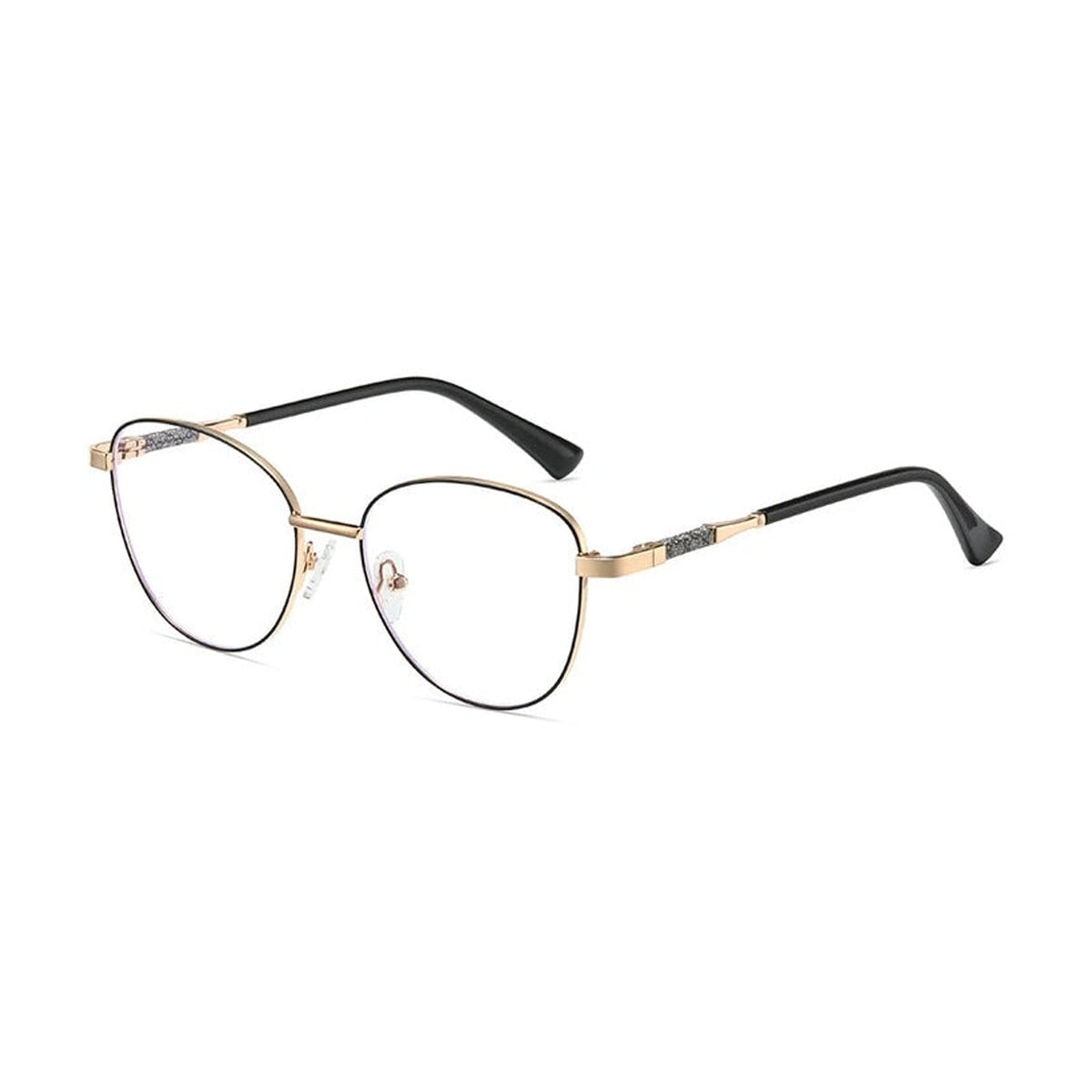 Vicky Women's Full Rim Cat Eye Stainless Steel Eyeglasses 78011 - 78011-C1GOLDENBLACK