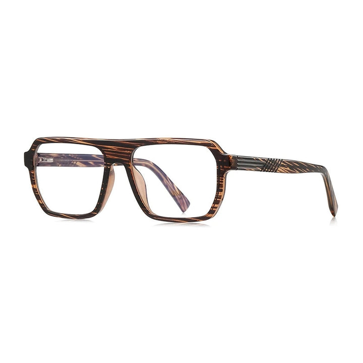 Vicky Unisex Full Rim Brow Line Square Blue Light Prescription Eyeglasses PFD2296 - PFD2296-C2 BROWN