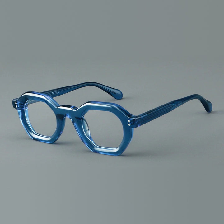 Vicky Unisex Full Rim Flat Top Hexagon Acetate Reading Glasses 629002 - 29002-C4